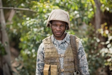 Portrait of confident military soldier