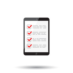 Businessman checklist with tablet. Check list icon flat vector illustration.
