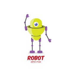 vector cartoon cute flat robot icon