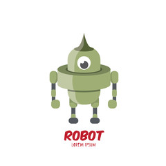 vector cartoon cute flat robot icon