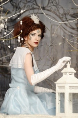 Portrait of a woman in the role of the Snow Queen