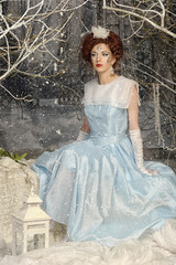 Portrait of a woman in the role of the Snow Queen