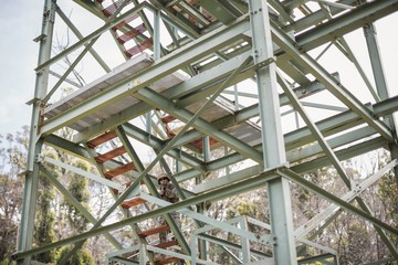 Fototapeta premium Military soldier guarding with a rifle