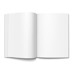 Blank Opened Magazine, Book, Booklet, Brochure Cover. Illustration Isolated On White Background. Mock Up Template Ready For Your Design. Vector EPS10