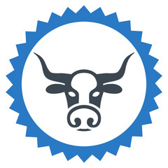 Cow Seal Stamp flat vector pictograph. An isolated illustration on a white background.