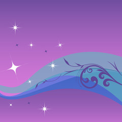 Fototapeta na wymiar Style purple background with wave and stars. Modern fashion design. Style graphic. Template for prints, decoration. Vector illustration.