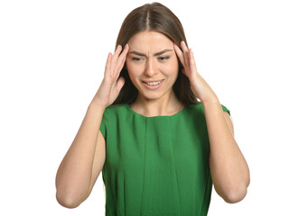 Fototapeta premium Beautiful woman in green dress 