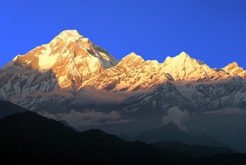 Fototapeta premium evening sunset view of mount Dhaulagiri, Himalayas, Nepal