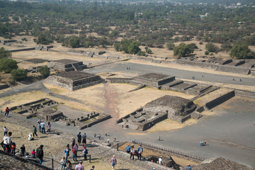 Teotihuacan, Mexico, circa february 2017: View from the pyramid of the sun in Archeological site Teotihuacan, Mexico