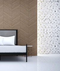3d rendering interior design of minimal bedroom and brick wall 