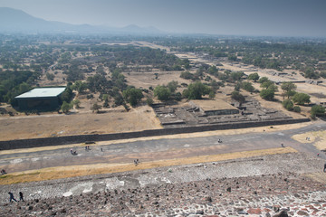 Teotihuacan, Mexico, circa february 2017: View from the pyramid of the sun in Archeological site Teotihuacan, Mexico