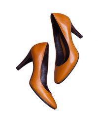 Women's brown shoes on a white background