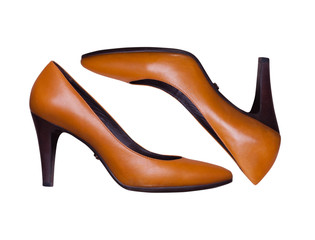 Women's brown shoes on a white background