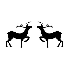 Two black deers on white background. Fashion graphic design. Modern stylish abstract texture. Template for print decoration. Vector illustration.