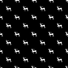 White deers on black background. Fashion graphic design. Modern stylish abstract texture. Template for prints, textile, wrapping and decoration, wallpaper.
