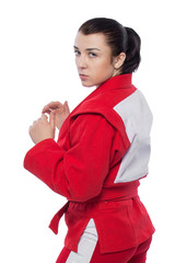 the girl athlete form for sport Sambo red 4