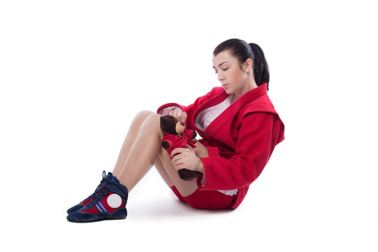 the girl athlete form for sport sambo red