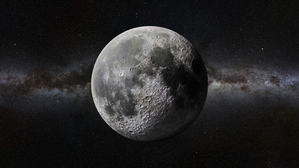 Fototapeta na wymiar Moon in front of the Milky Way galaxy