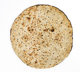 Flatbread pizza crust. Isolated.