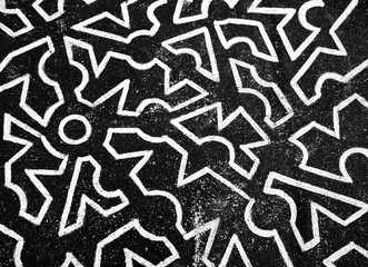 White abstract pattern on street.