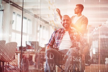 Composite image of stocks and shares