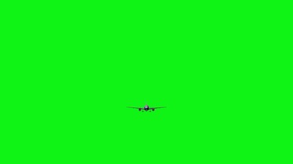 Computer rendering of the flying jumbo jet plane with green screen. Chromakey