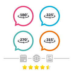 Angle degrees icons. Geometry math signs.