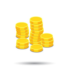 Money icon on white background. Coins vector illustration in flat style. Icons for design, website.