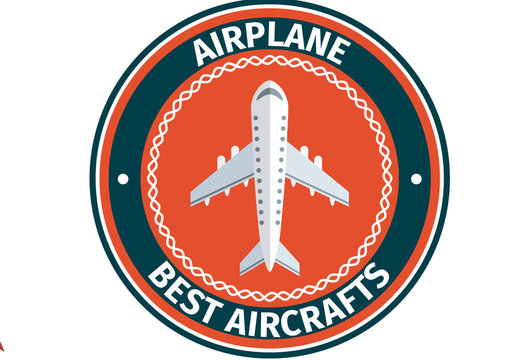 Red Blue Retro Travel Aviation Airplane Logo Set