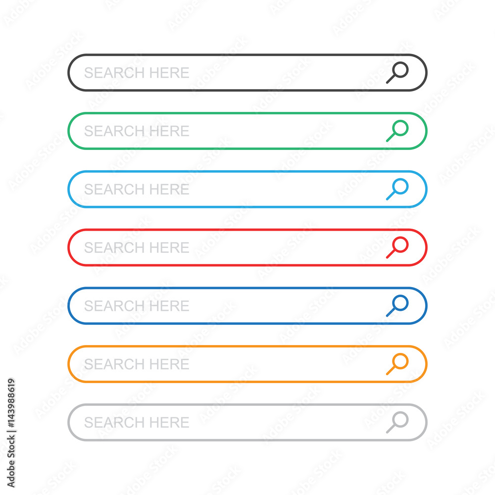 Poster search bar field. set vector interface elements with search button. flat vector illustration on whit