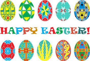 Easter traditional eggs vector icons flat style