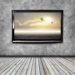 4K TV on the wall isolated