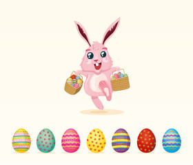 Easter bunny and eggs set.