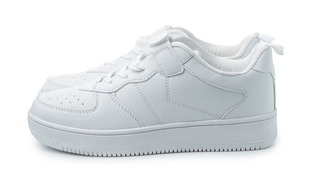 Pair Of White Leather Sport Shoes