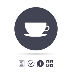 Coffee cup sign icon. Coffee button.