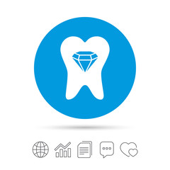 Tooth crystal sign icon. Dental prestige symbol.