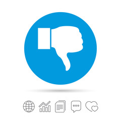 Dislike sign icon. Hand finger down symbol.