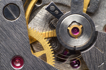 Metal gears of old clock mechanism