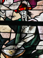 Stained Glass - Man counting Money