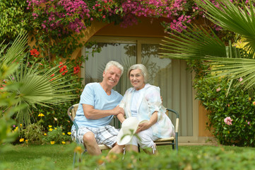 Old  couple on a summer walk