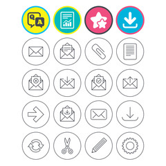 Mail services icons. Mail, clip and download.