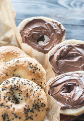 Bagel with chocolate cream