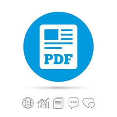 PDF file document icon. Download pdf button.