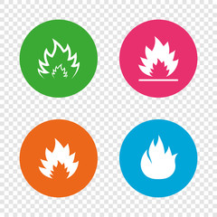 Fire flame icons. Heat signs.