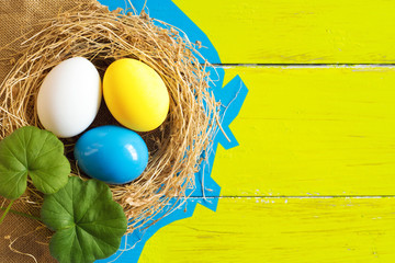 Colored eggs. Happy Easter Card 