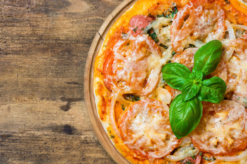 Happy Easter card Congratulatory text in Russian. Painted eggs in red, white, blue as Russian flag 