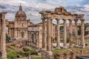 Fototapeta na wymiar Aerial view of Roman Forum