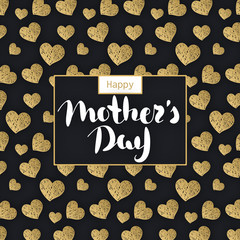 Happy Mother's day. Lettering in frame. Spring holiday. Congratulatory background with hearts. It can be used for card, postcard, invitation, banner, advertising. Vector illustration, eps10