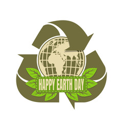 Happy Earth Day design. Globe and recycle green simbol. Recycle logo icon. Vector illustration
