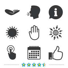 Fototapeta premium Hand icons. Like thumb up and click here symbols.